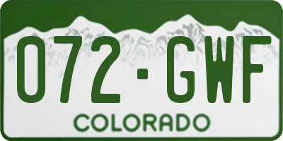 CO license plate 072GWF
