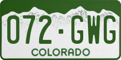 CO license plate 072GWG