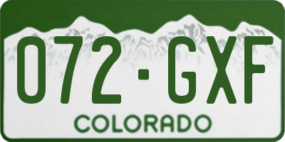 CO license plate 072GXF