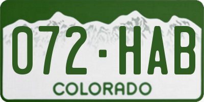CO license plate 072HAB