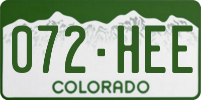 CO license plate 072HEE