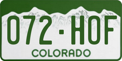 CO license plate 072HOF