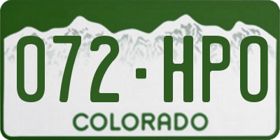 CO license plate 072HPO