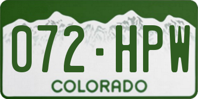 CO license plate 072HPW