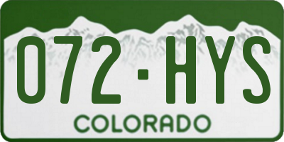 CO license plate 072HYS