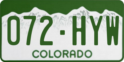 CO license plate 072HYW