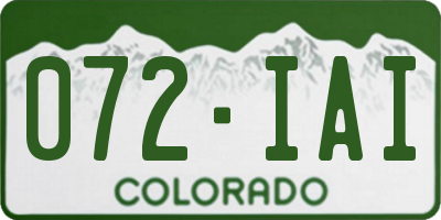 CO license plate 072IAI