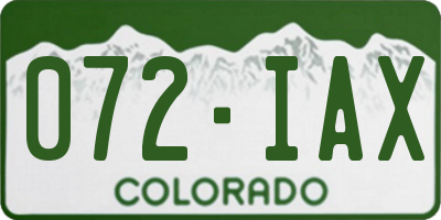 CO license plate 072IAX