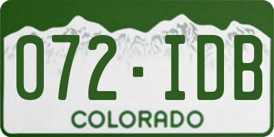 CO license plate 072IDB