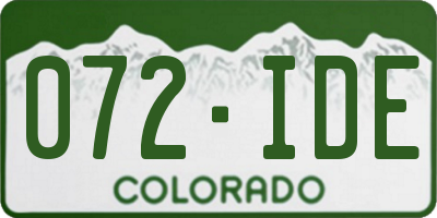 CO license plate 072IDE