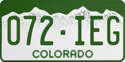 CO license plate 072IEG