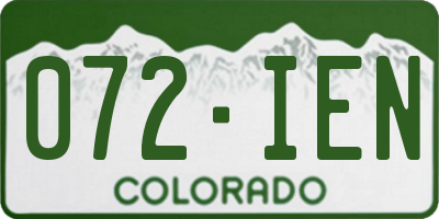CO license plate 072IEN