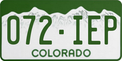 CO license plate 072IEP