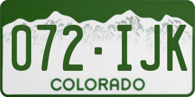 CO license plate 072IJK