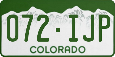 CO license plate 072IJP