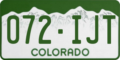 CO license plate 072IJT
