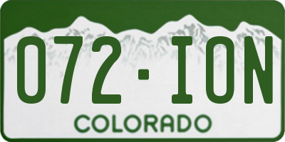 CO license plate 072ION