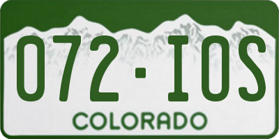 CO license plate 072IOS