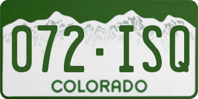 CO license plate 072ISQ