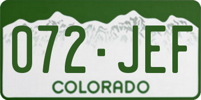 CO license plate 072JEF