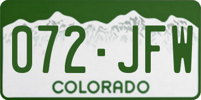 CO license plate 072JFW