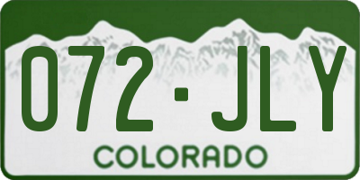 CO license plate 072JLY