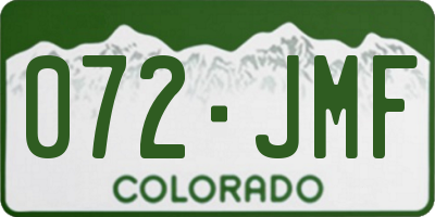 CO license plate 072JMF