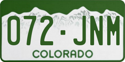 CO license plate 072JNM