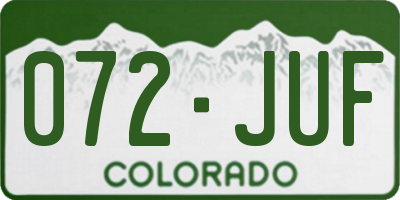 CO license plate 072JUF