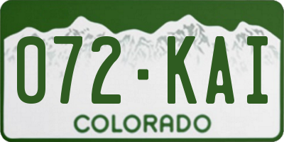 CO license plate 072KAI