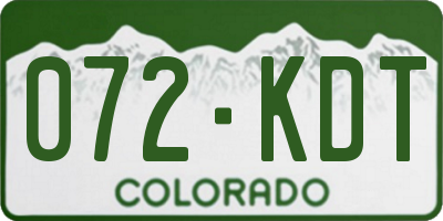 CO license plate 072KDT