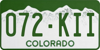 CO license plate 072KII