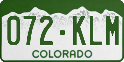 CO license plate 072KLM