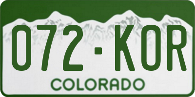 CO license plate 072KOR