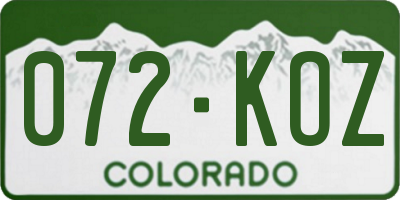 CO license plate 072KOZ