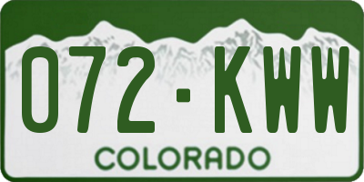 CO license plate 072KWW