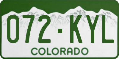 CO license plate 072KYL
