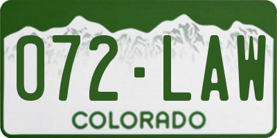 CO license plate 072LAW
