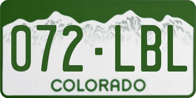 CO license plate 072LBL