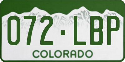 CO license plate 072LBP