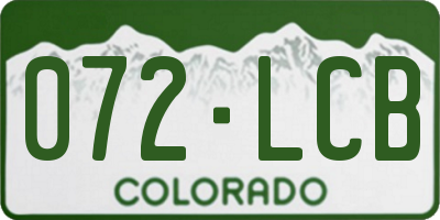 CO license plate 072LCB