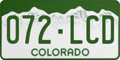 CO license plate 072LCD