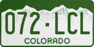 CO license plate 072LCL
