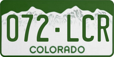CO license plate 072LCR