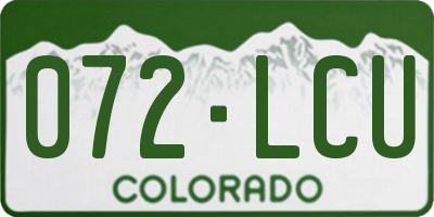 CO license plate 072LCU