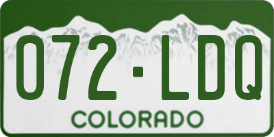 CO license plate 072LDQ