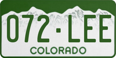 CO license plate 072LEE
