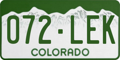 CO license plate 072LEK