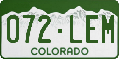 CO license plate 072LEM