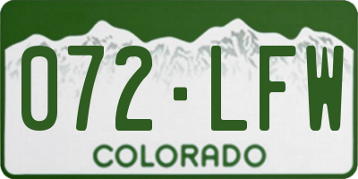 CO license plate 072LFW